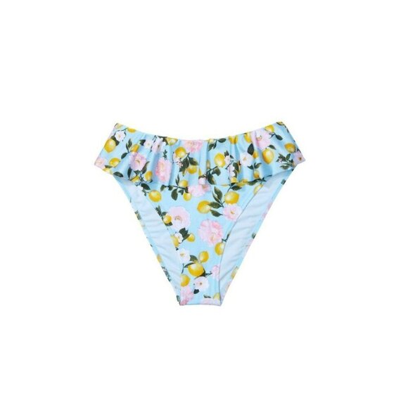Victoria's Secret Swim Ruffle High-Waist Cheeky Bikini Bottom Blue Lemon - Picture 2 of 5